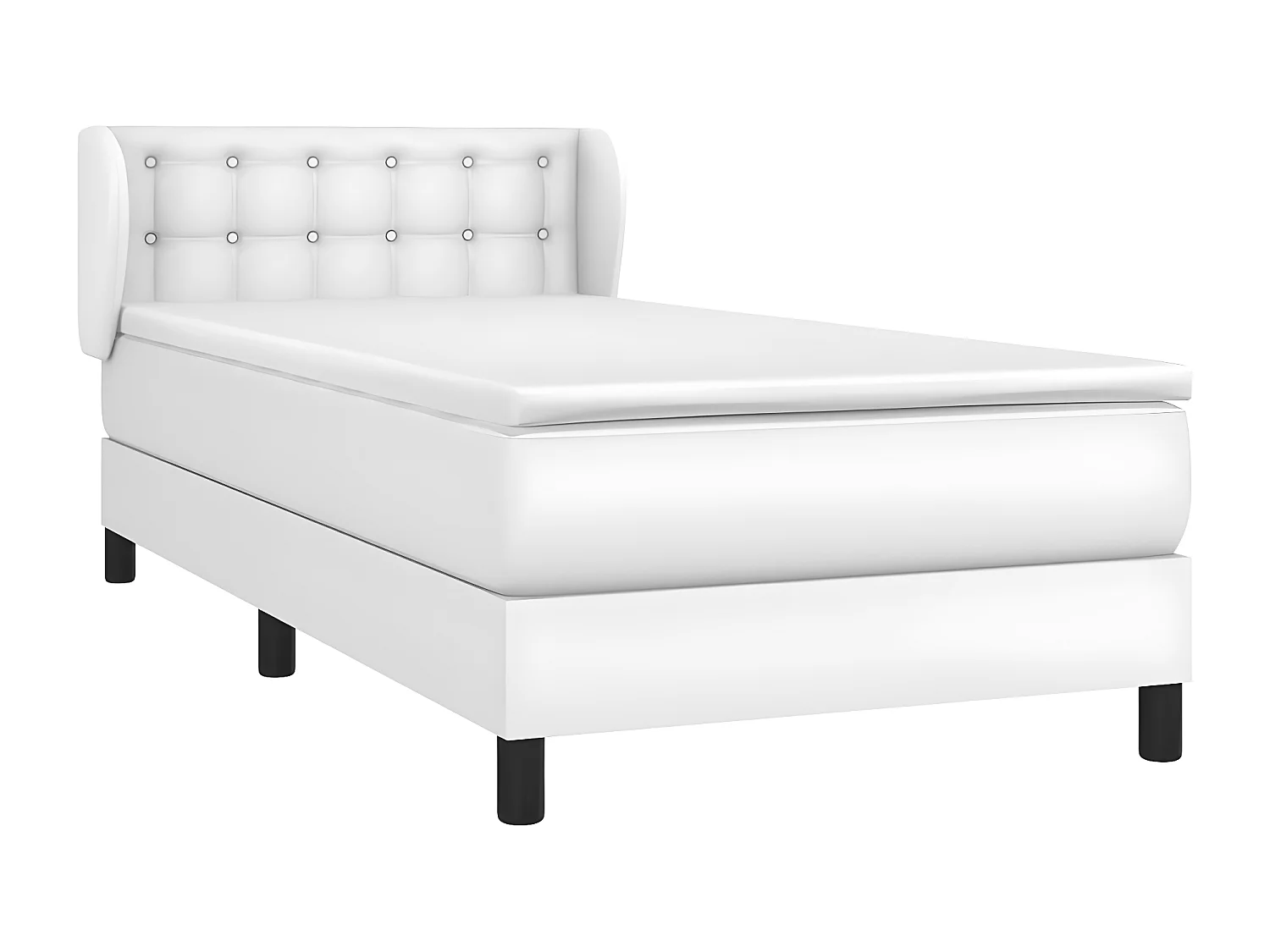 Sommier à lattes de lit avec matelas Blanc 90x190 Similicuir