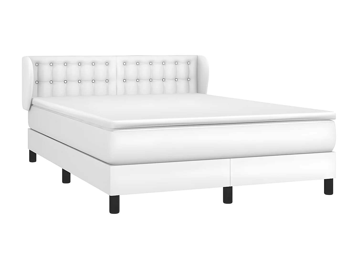 Sommier à lattes de lit avec matelas Blanc 140x200 Similicuir