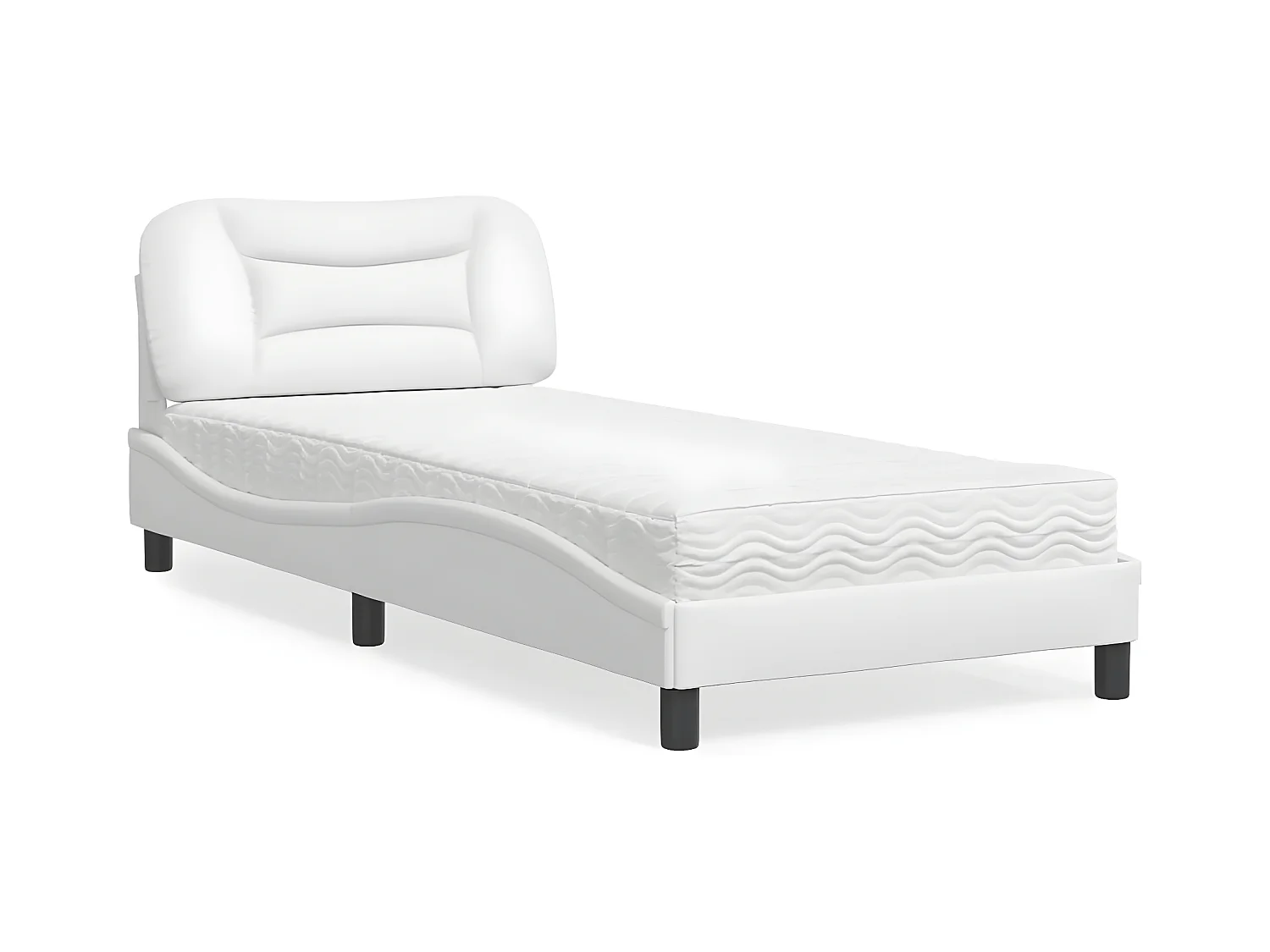 Lit avec matelas blanc 90x200 similicuir