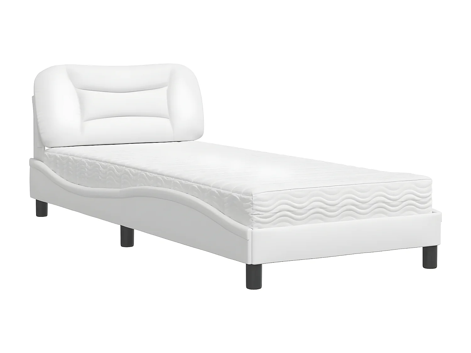 Lit avec matelas blanc 90x200 similicuir