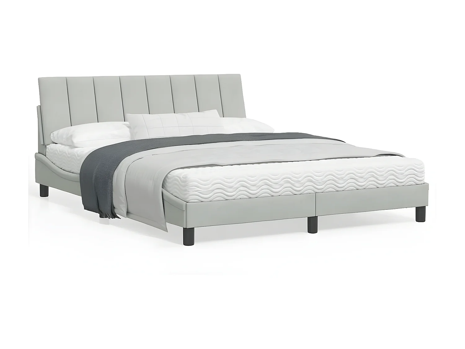 Cadre de lit avec lumières LED gris clair 160x200 velours