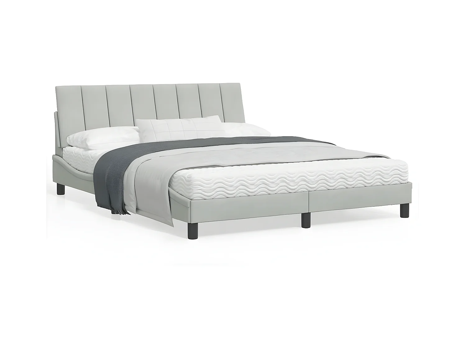 Cadre de lit avec lumières LED gris clair 160x200 velours
