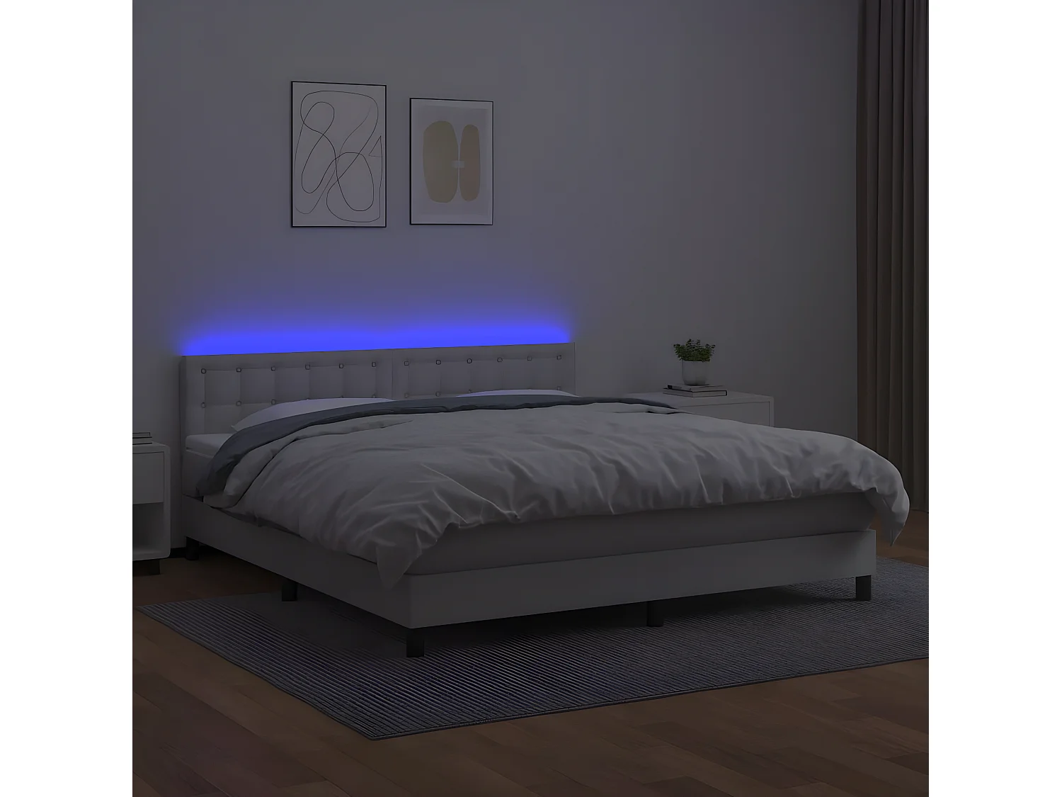 Sommier à lattes de lit avec matelas et LED Blanc 160x200
