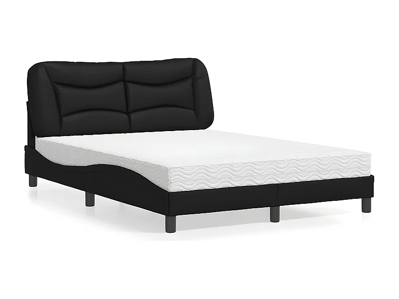 Lit avec matelas noir 140x200 similicuir