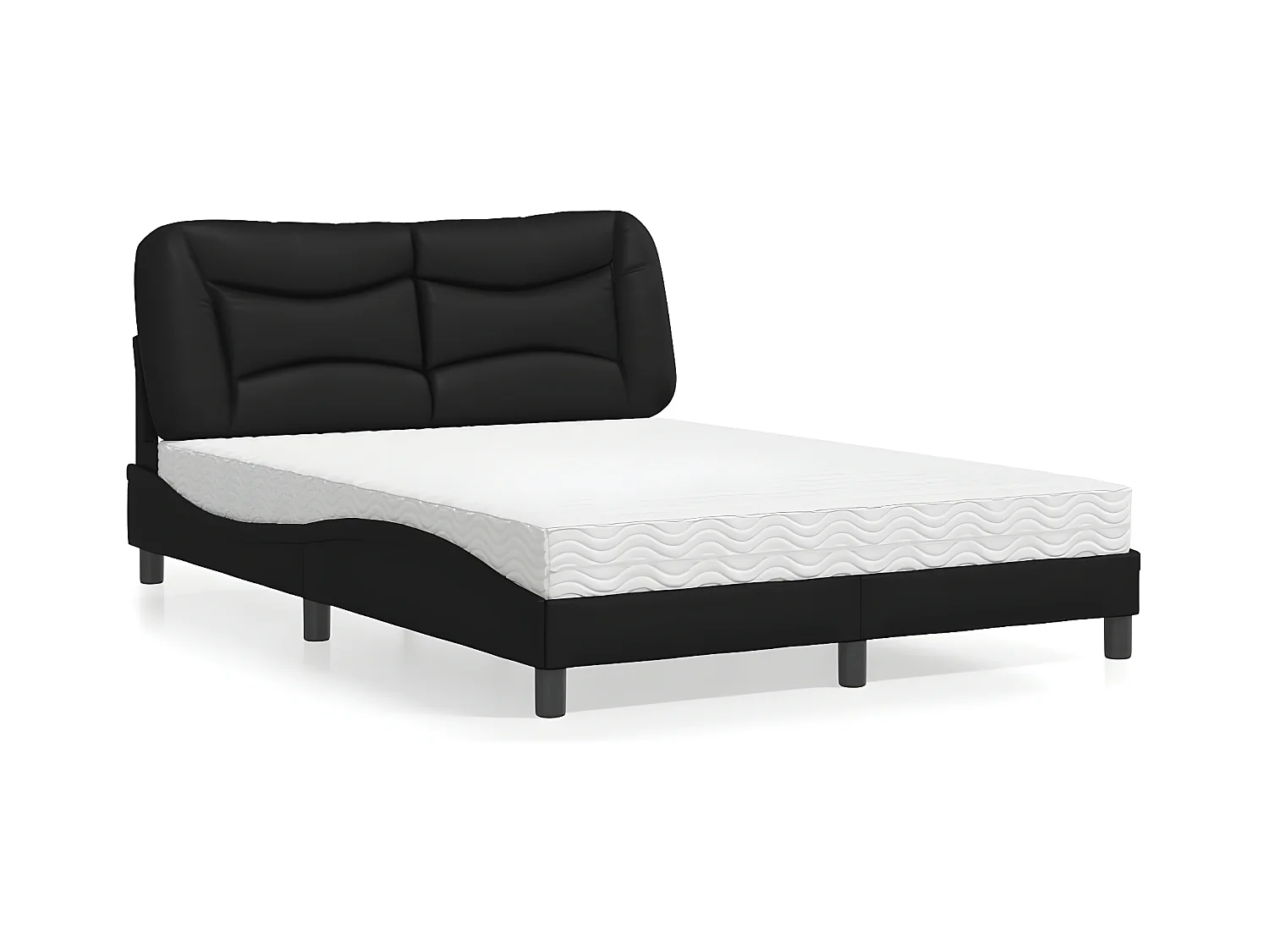 Bed met matras kunstleer zwart 140x200 cm