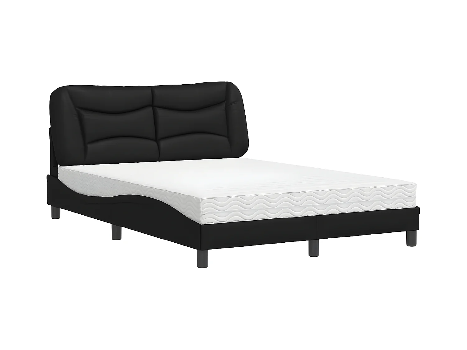 Bed met matras kunstleer zwart 140x200 cm