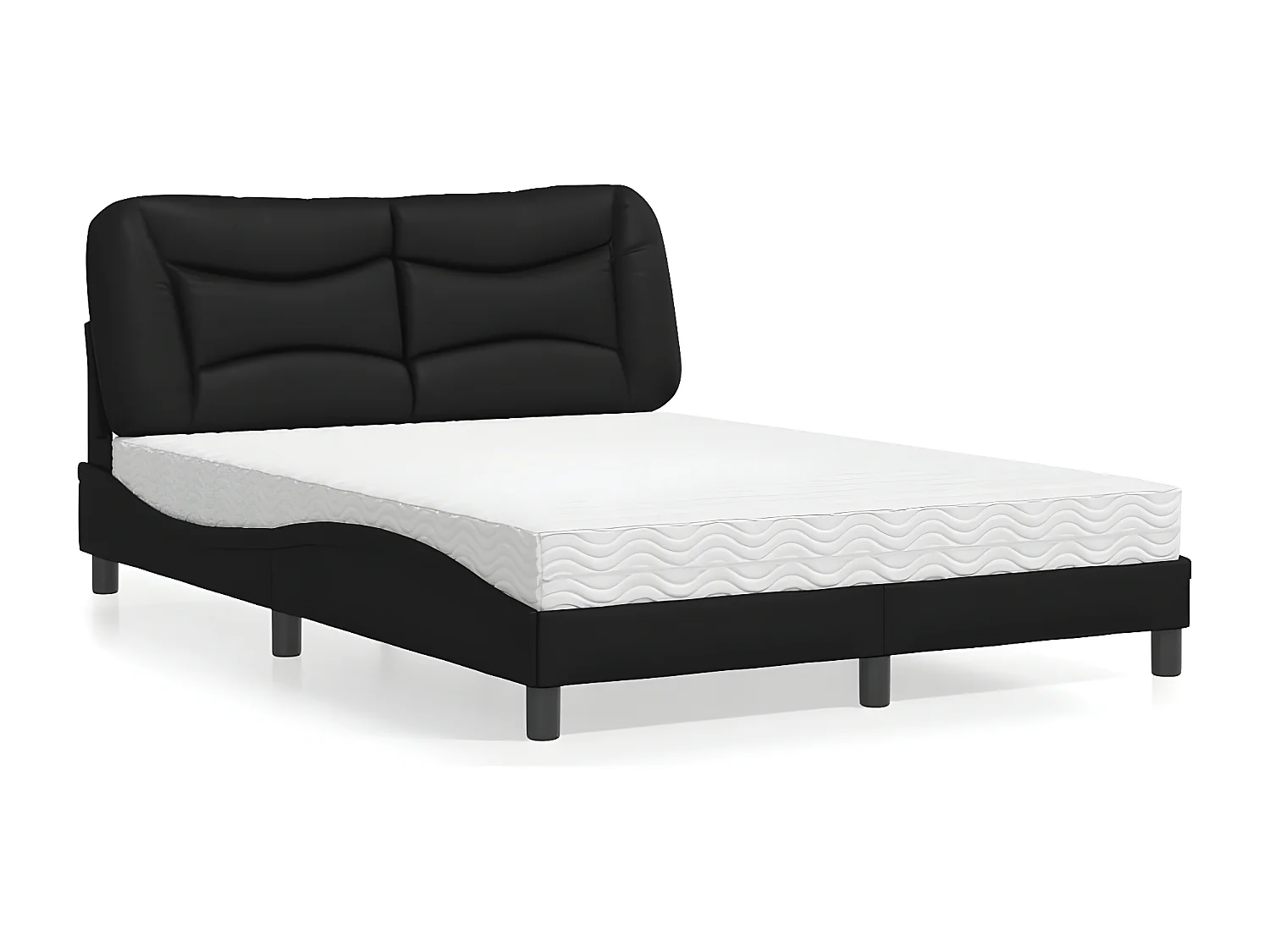 Lit avec matelas noir 140x200 similicuir