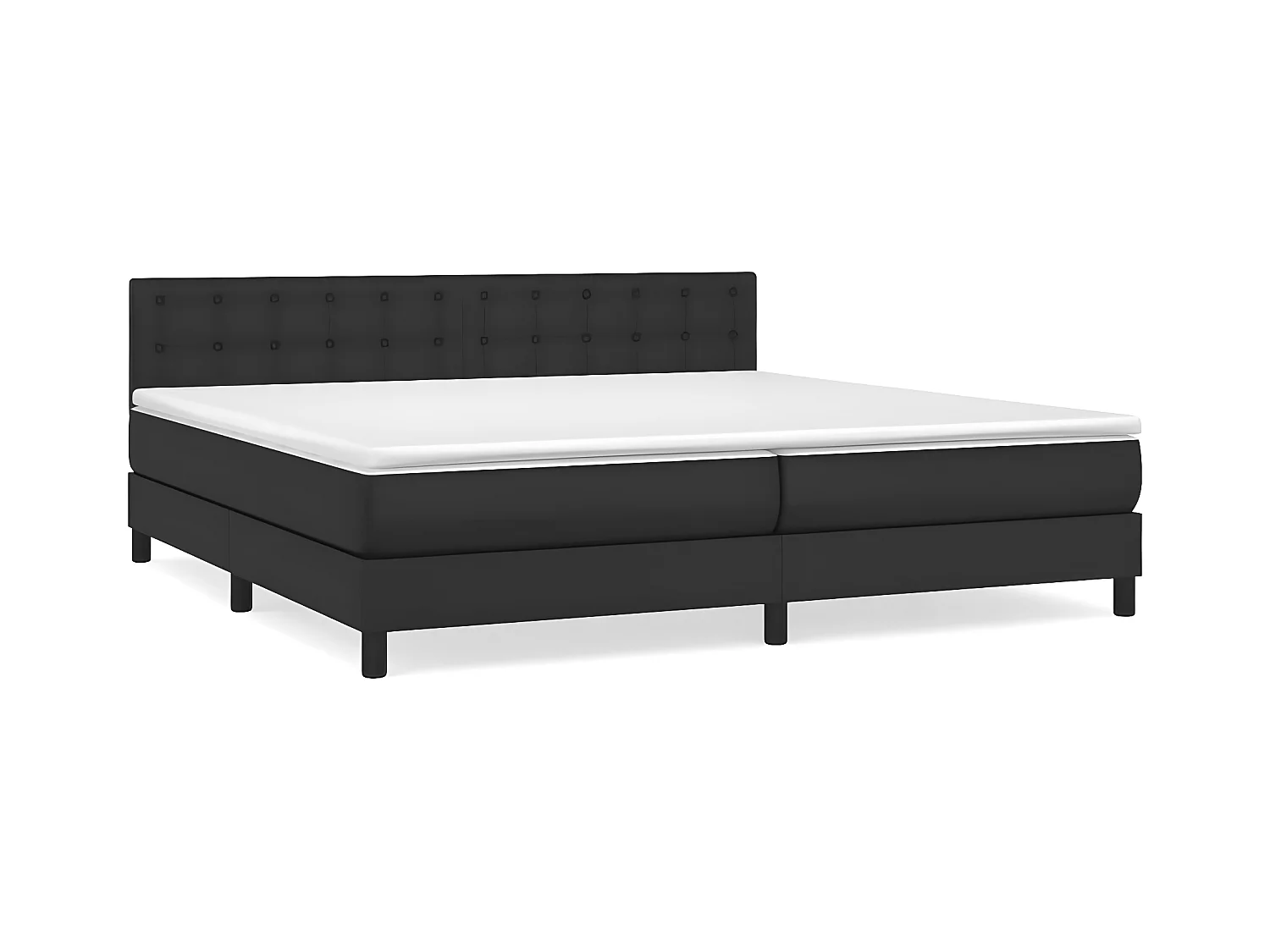 Sommier à lattes de lit avec matelas Noir 200x200 Similicuir