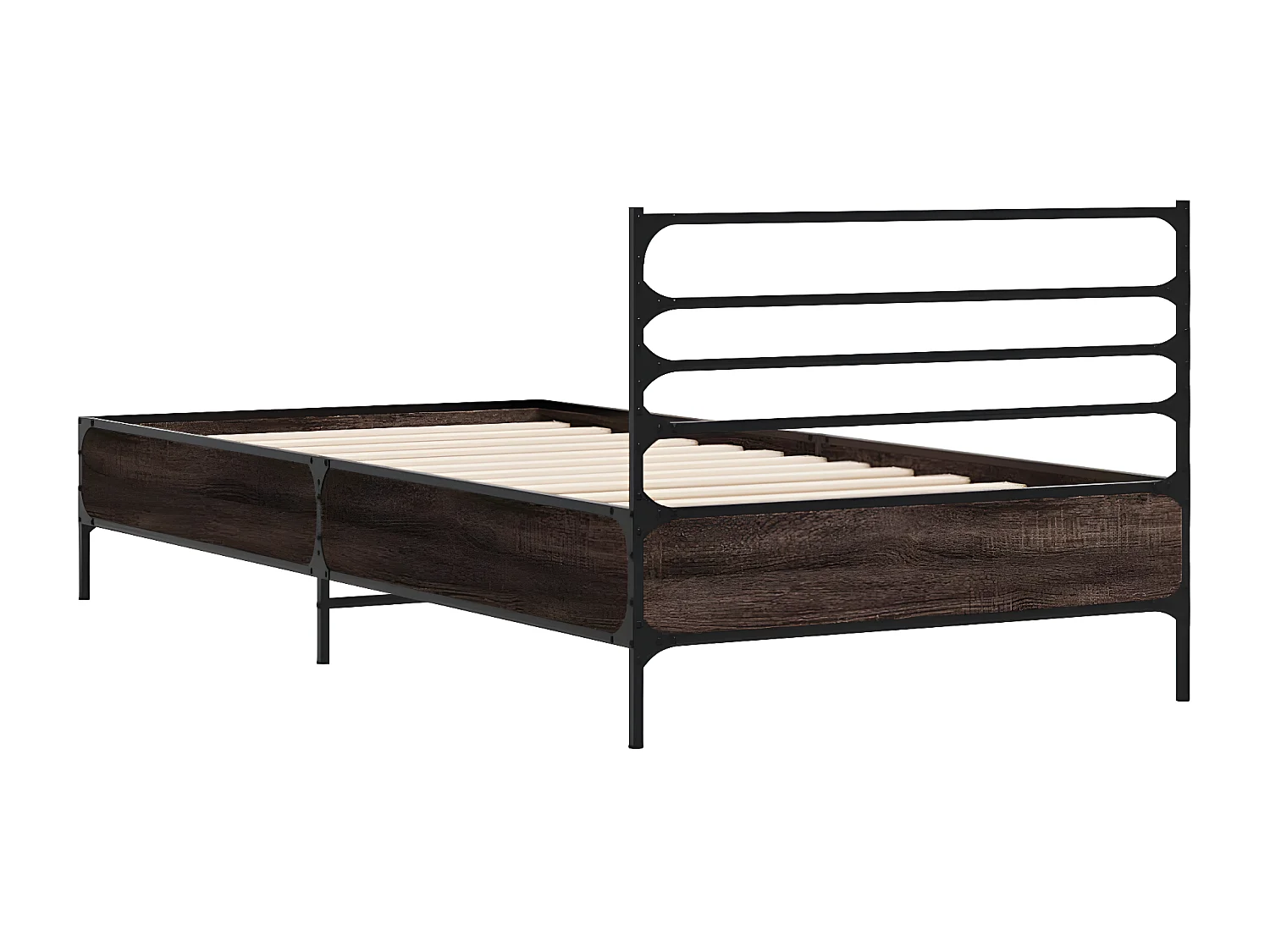 Cadre de lit chêne marron 75x190 bois d'ingénierie et métal