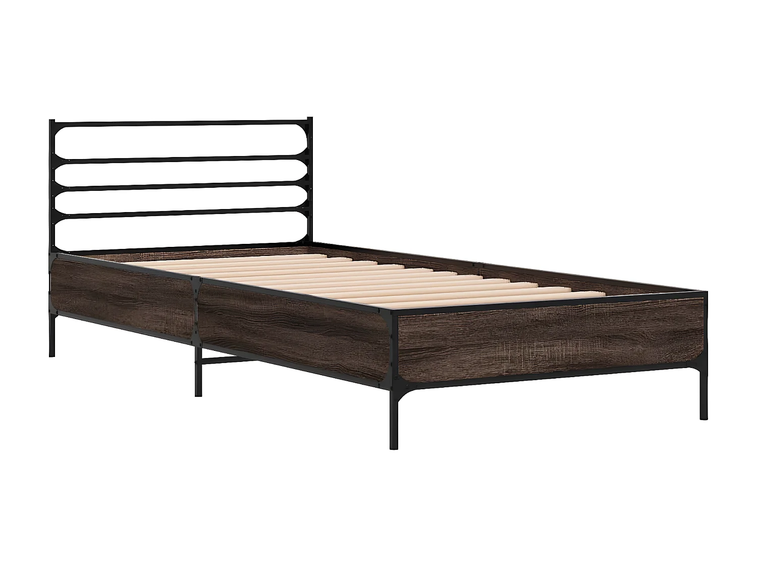 Cadre de lit chêne marron 75x190 bois d'ingénierie et métal