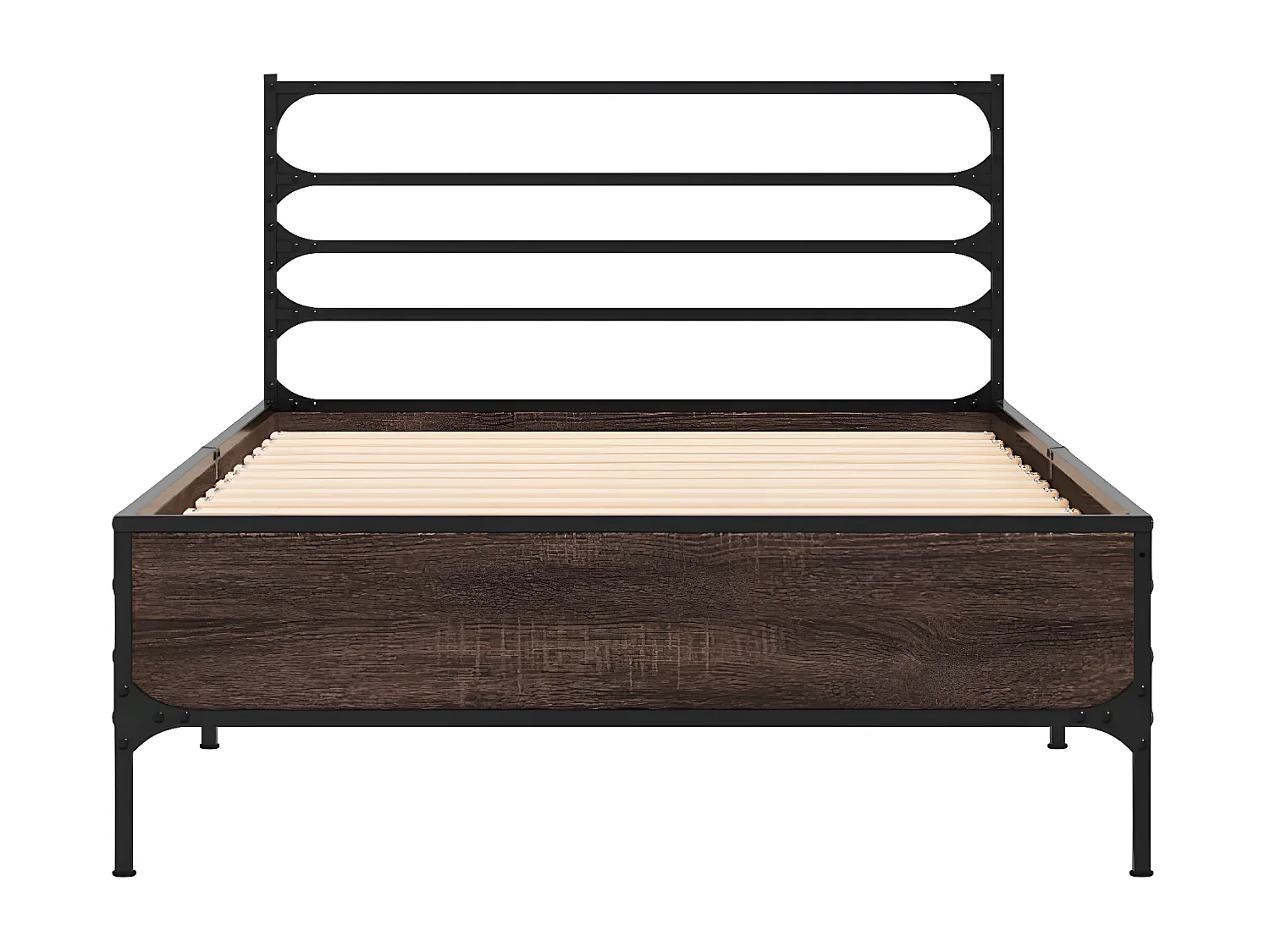 Cadre de lit chêne marron 75x190 bois d'ingénierie et métal