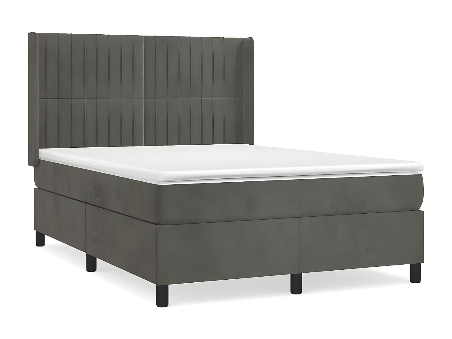 Sommier à lattes de lit et matelas Gris foncé 140x190 Velours