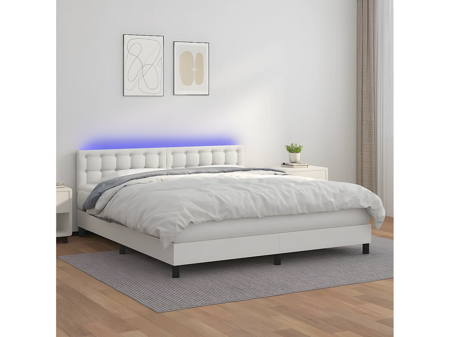 Sommier à lattes de lit avec matelas et LED Blanc 180x200