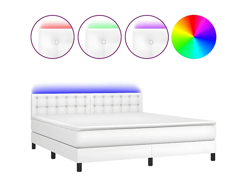 Sommier à lattes de lit avec matelas et LED Blanc 180x200