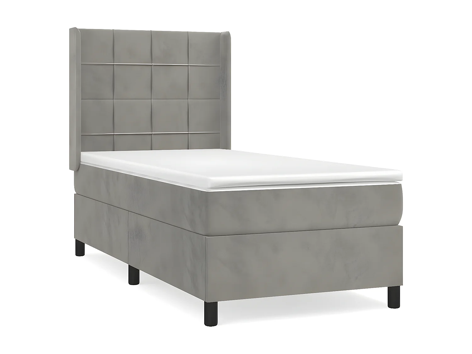 Sommier à lattes de lit et matelas Gris clair 100x200 Velours
