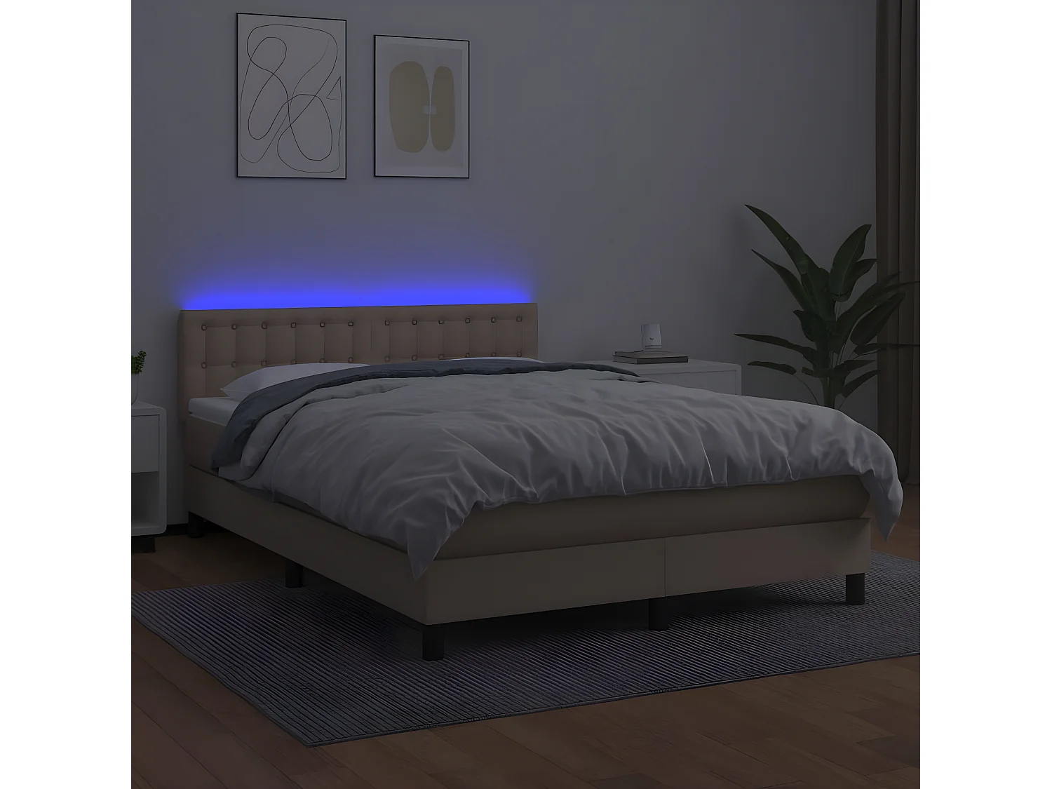 Sommier à lattes de lit avec matelas LED Cappuccino 140x190