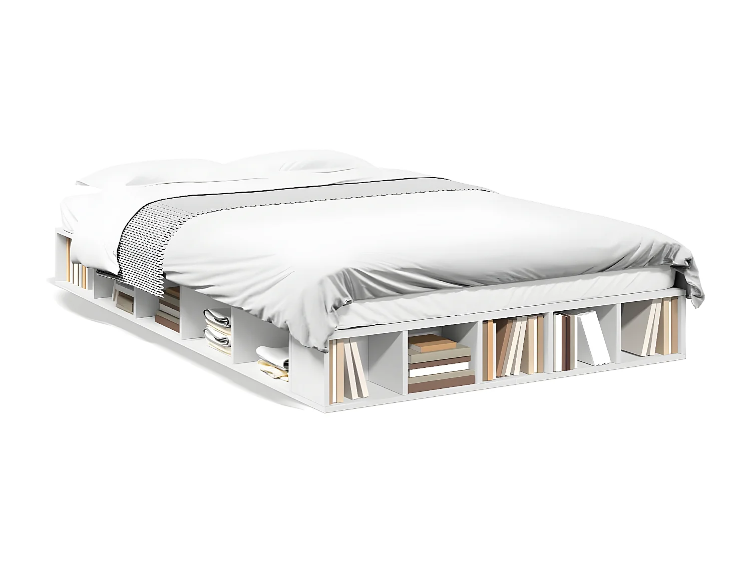 Cadre de lit blanc 120x200 bois d'ingénierie