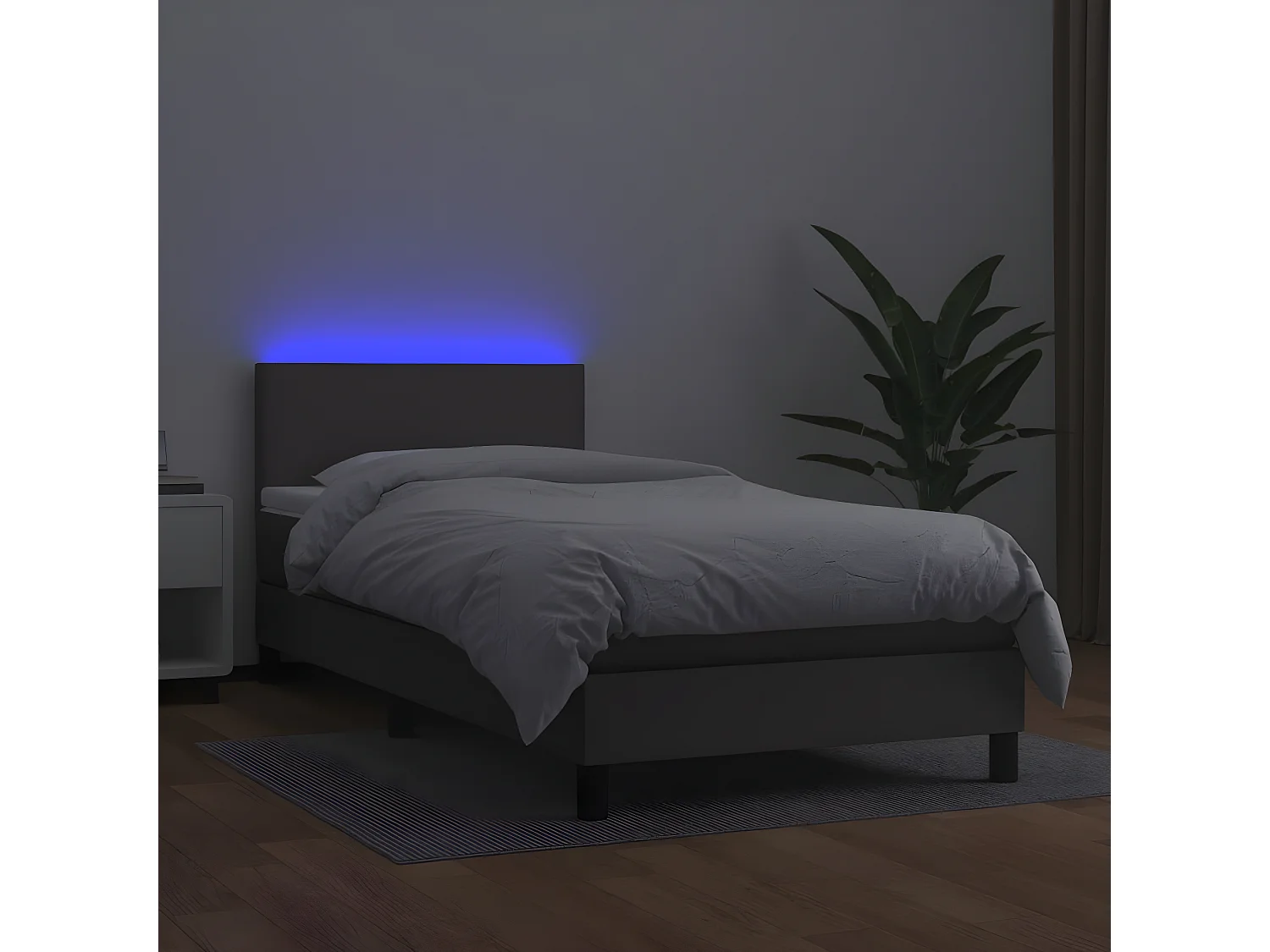 Sommier à lattes de lit et matelas et LED Gris 100x200