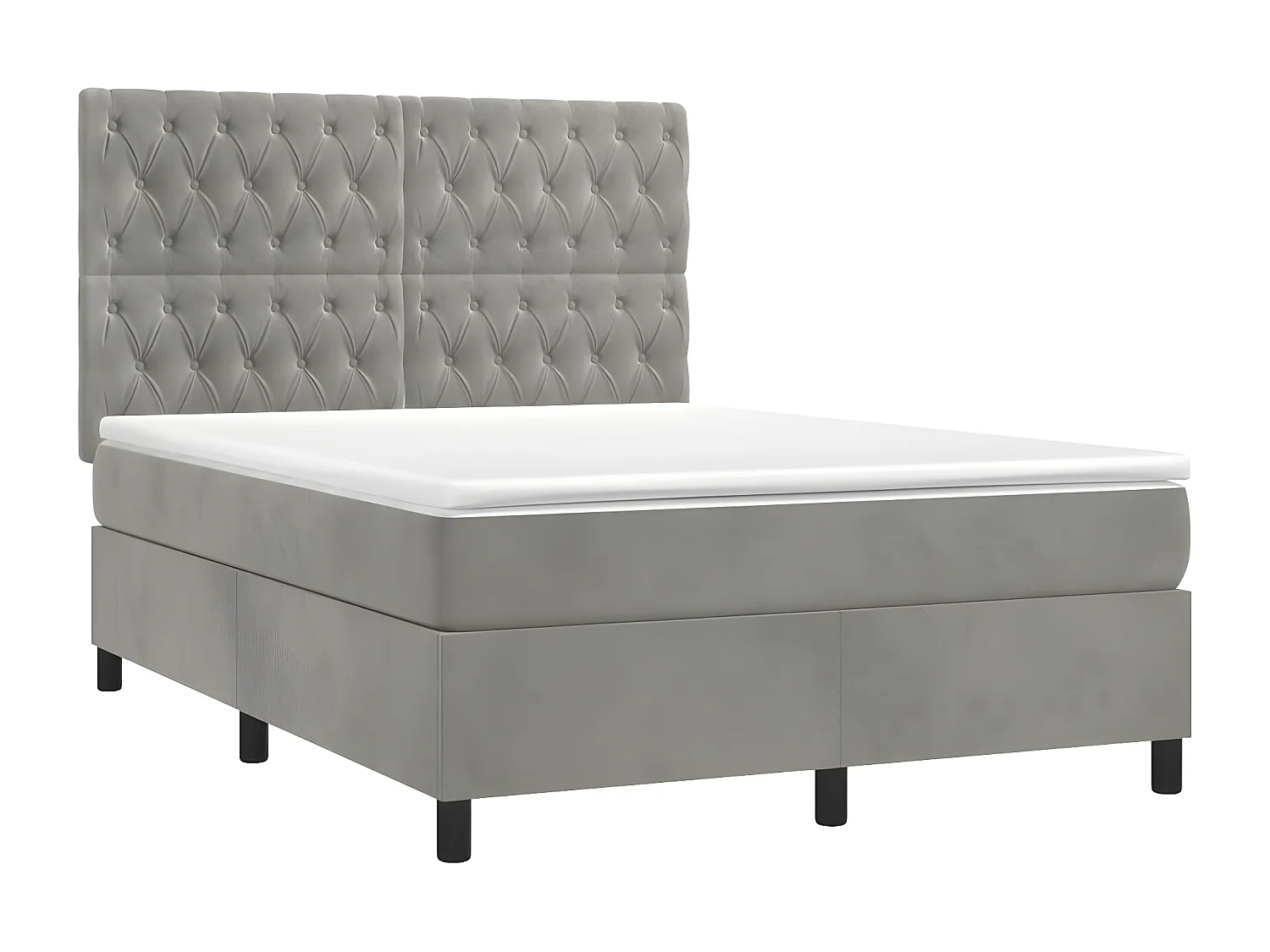 Sommier à lattes de lit matelas et LED Gris clair 140x190