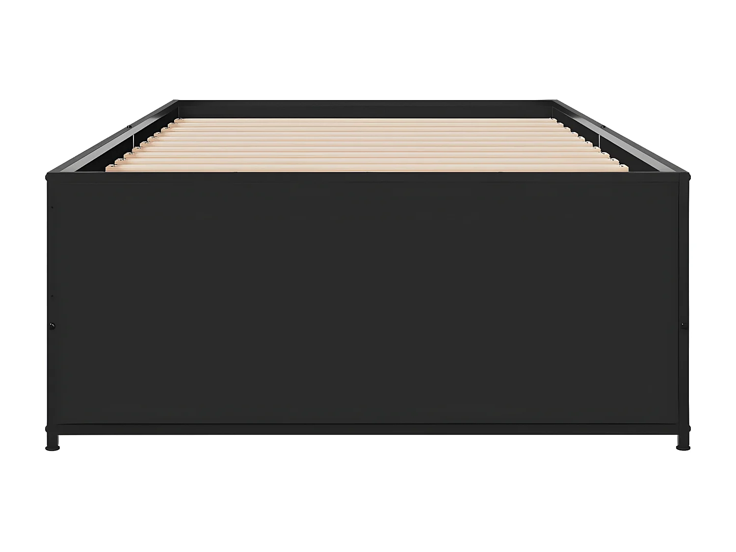 Cadre de lit noir 75x190 bois d'ingénierie et métal