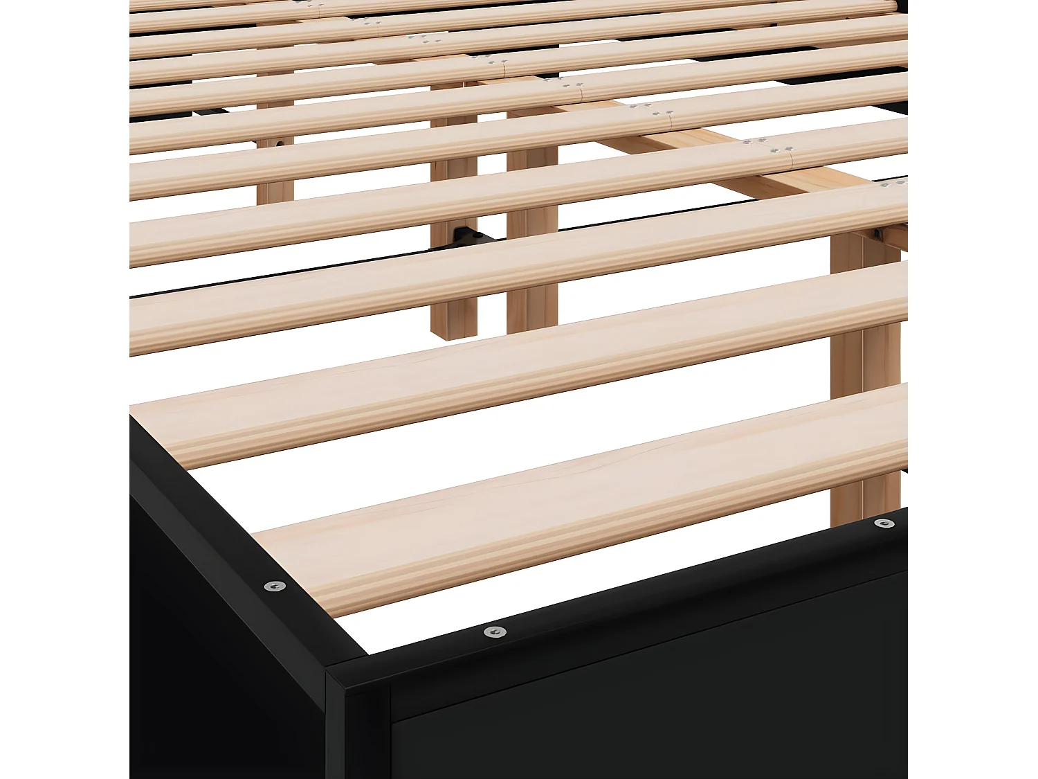 Cadre de lit noir 120x200 bois d'ingénierie et métal