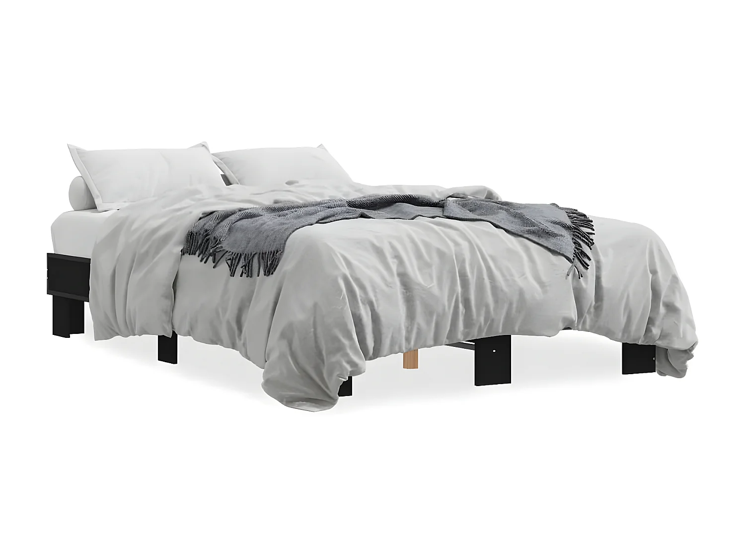 Cadre de lit noir 120x200 bois d'ingénierie et métal