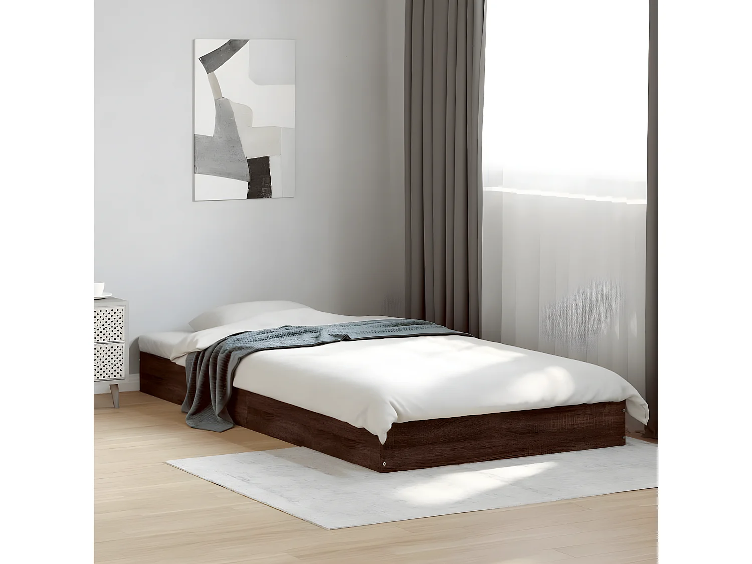 Cadre de lit chêne marron 90x190 bois d'ingénierie