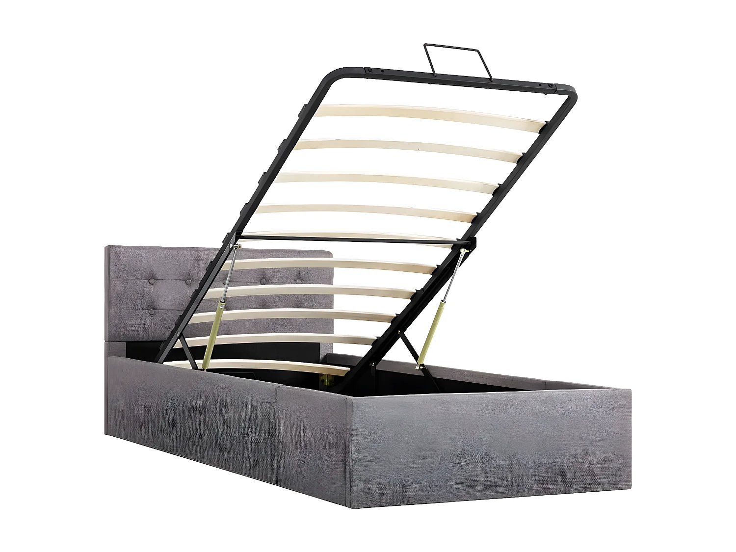 Lit à stockage hydraulique Taupe Tissu 90x200