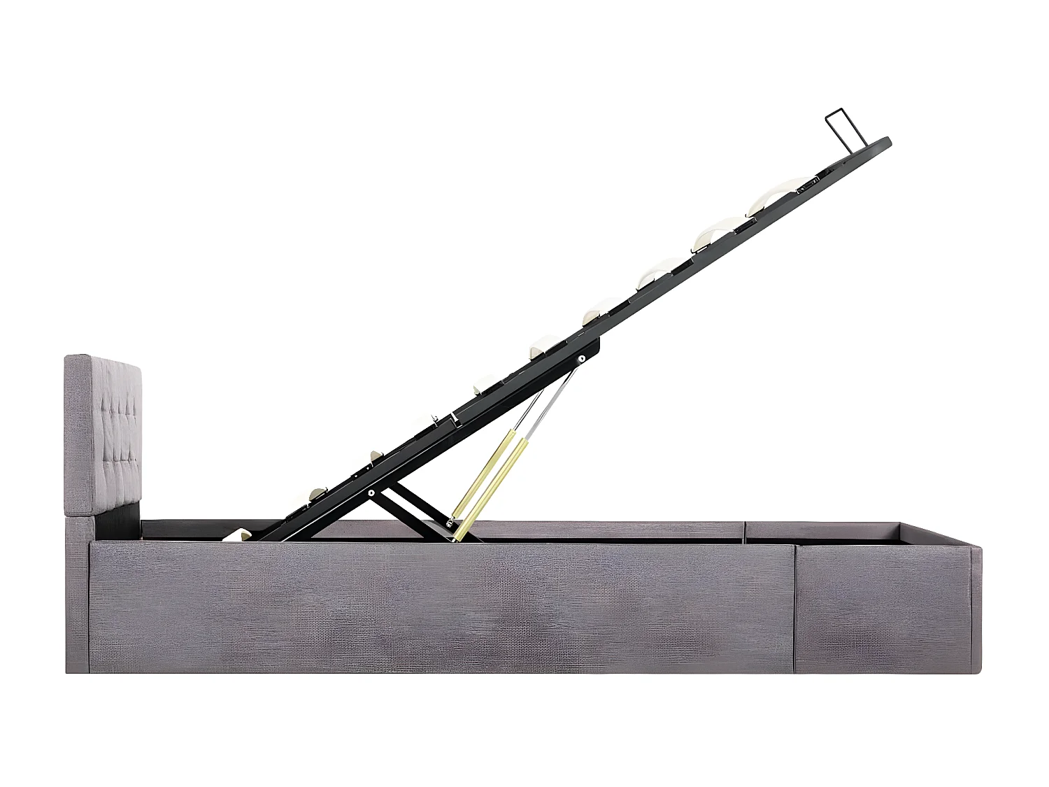 Lit à stockage hydraulique Taupe Tissu 90x200