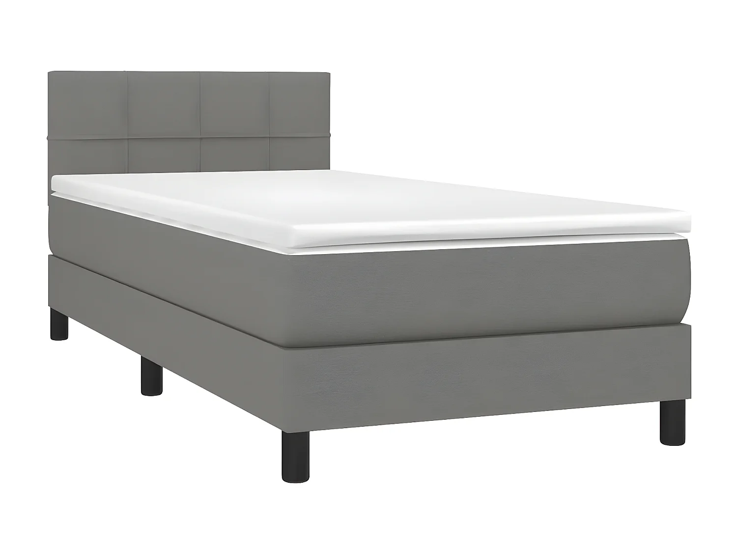 Sommier à lattes de lit et matelas et LED Gris foncé 100x200
