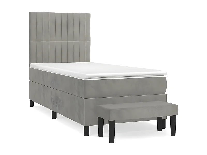 Sommier à lattes de lit et matelas Gris clair 80x200 Velours