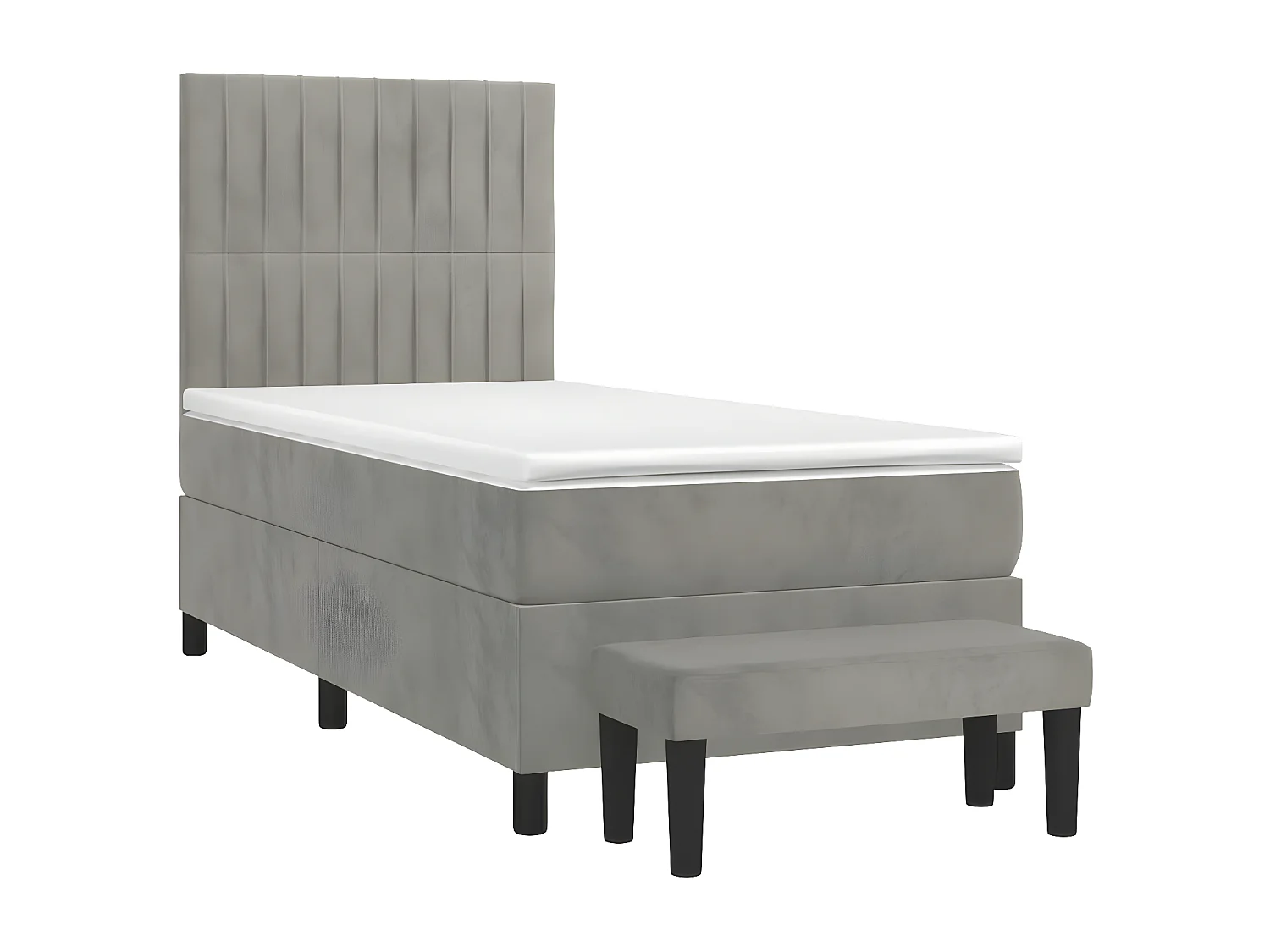 Sommier à lattes de lit et matelas Gris clair 80x200 Velours
