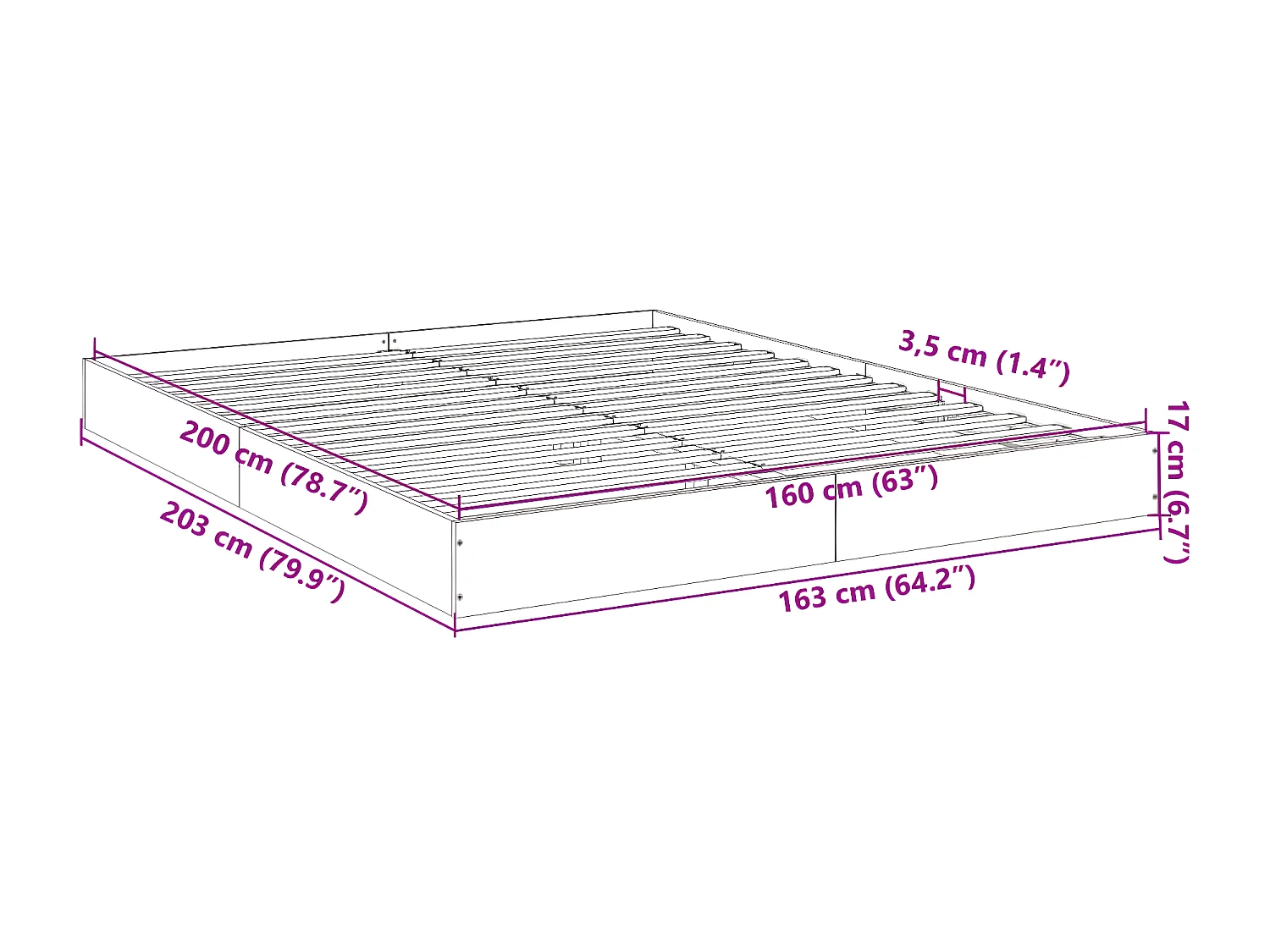 Cadre de lit blanc 160x200 bois d'ingénierie