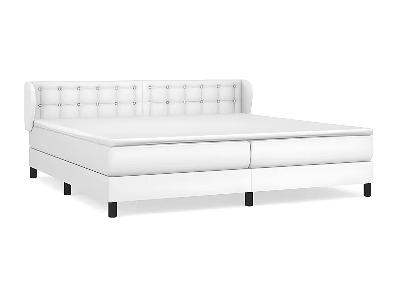 Sommier à lattes de lit avec matelas Blanc 200x200 Similicuir