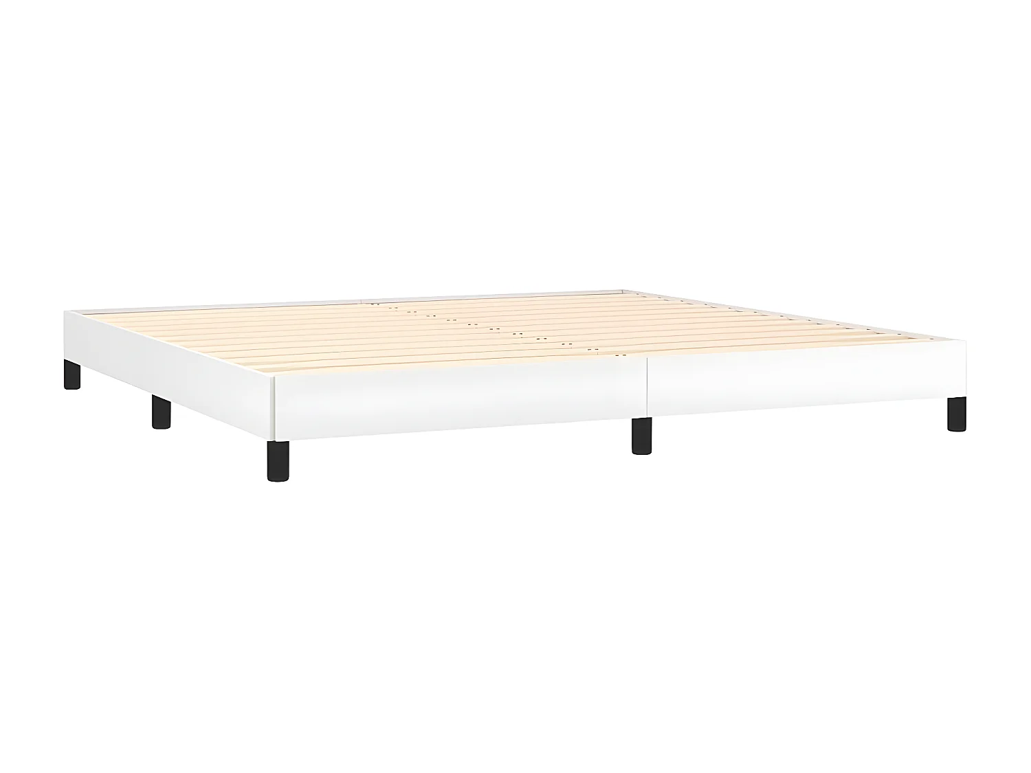 Sommier à lattes de lit avec matelas Blanc 200x200 Similicuir