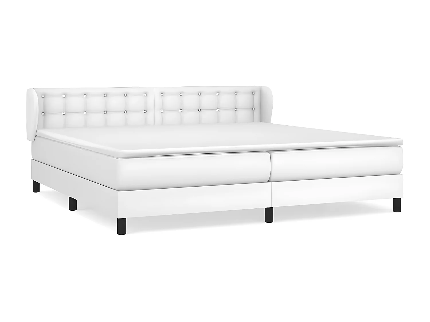 Sommier à lattes de lit avec matelas Blanc 200x200 Similicuir