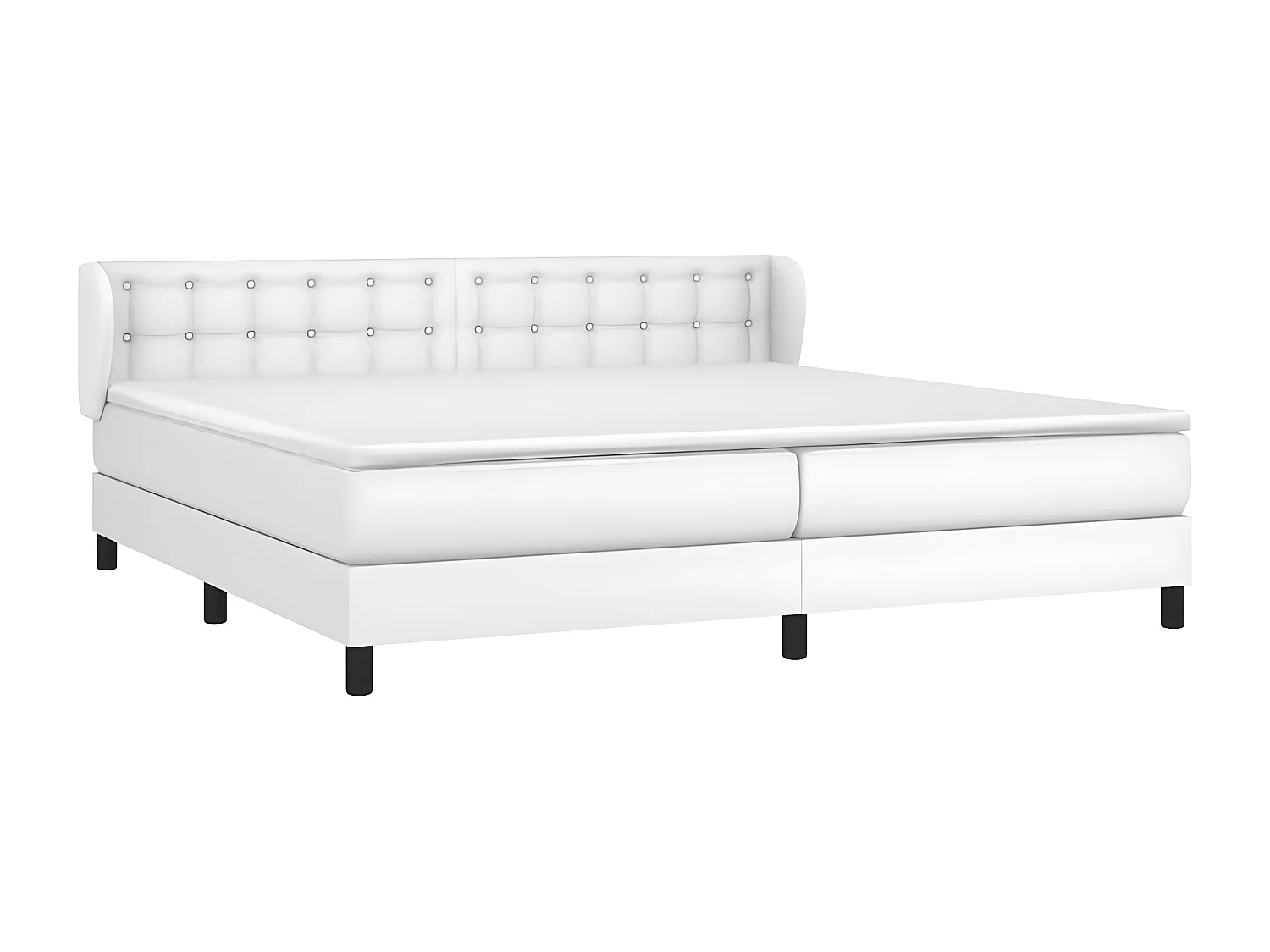 Sommier à lattes de lit avec matelas Blanc 200x200 Similicuir