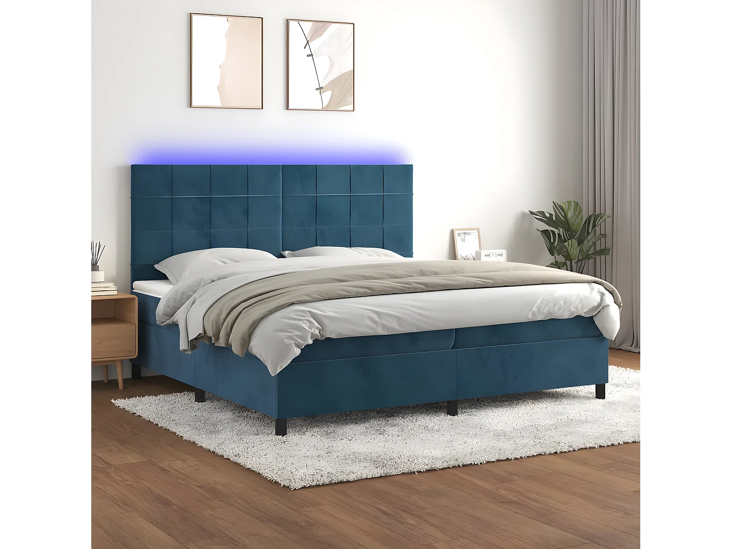 Sommier à lattes de lit matelas LED Bleu foncé 200x200