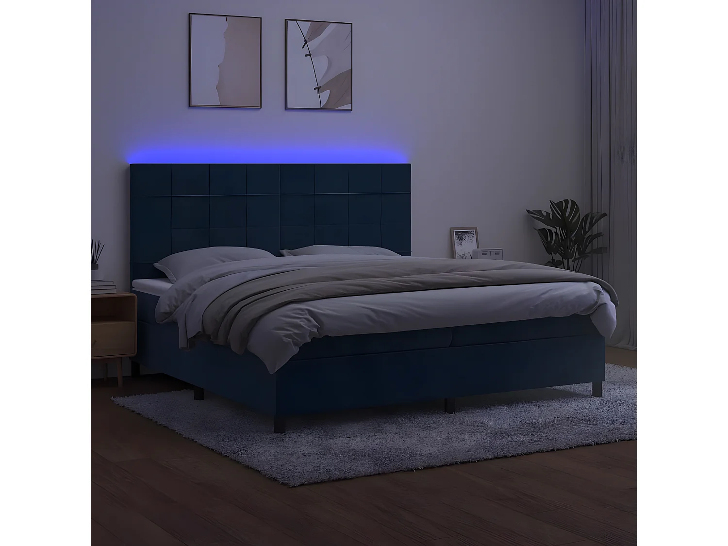 Sommier à lattes de lit matelas LED Bleu foncé 200x200