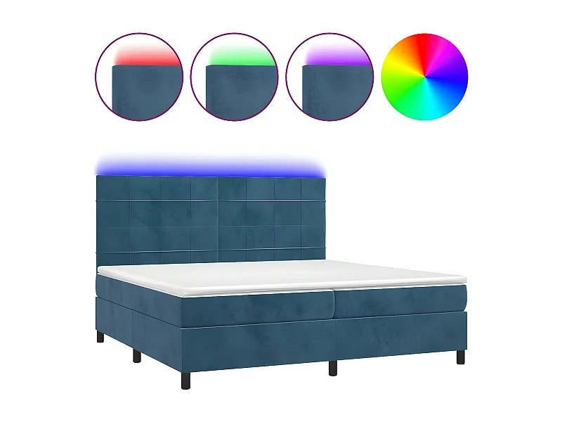 Sommier à lattes de lit matelas LED Bleu foncé 200x200