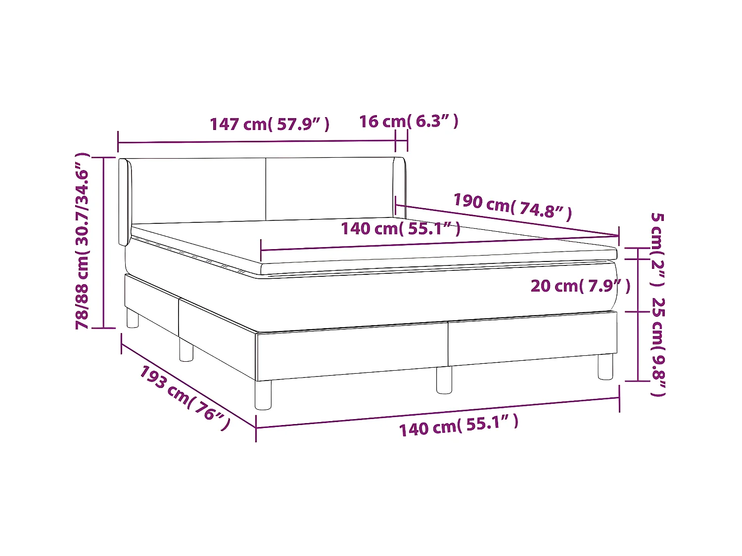 Sommier à lattes de lit avec matelas Cappuccino 140x190