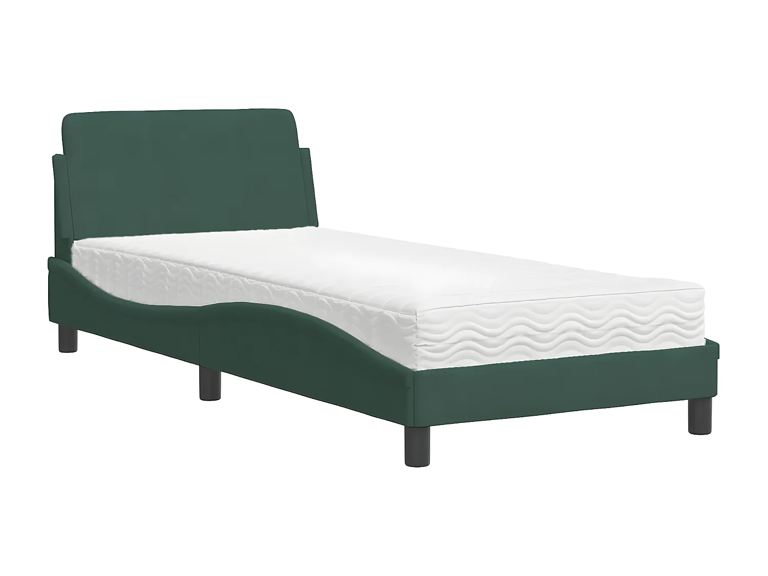 Lit avec matelas vert foncé 80x200 velours