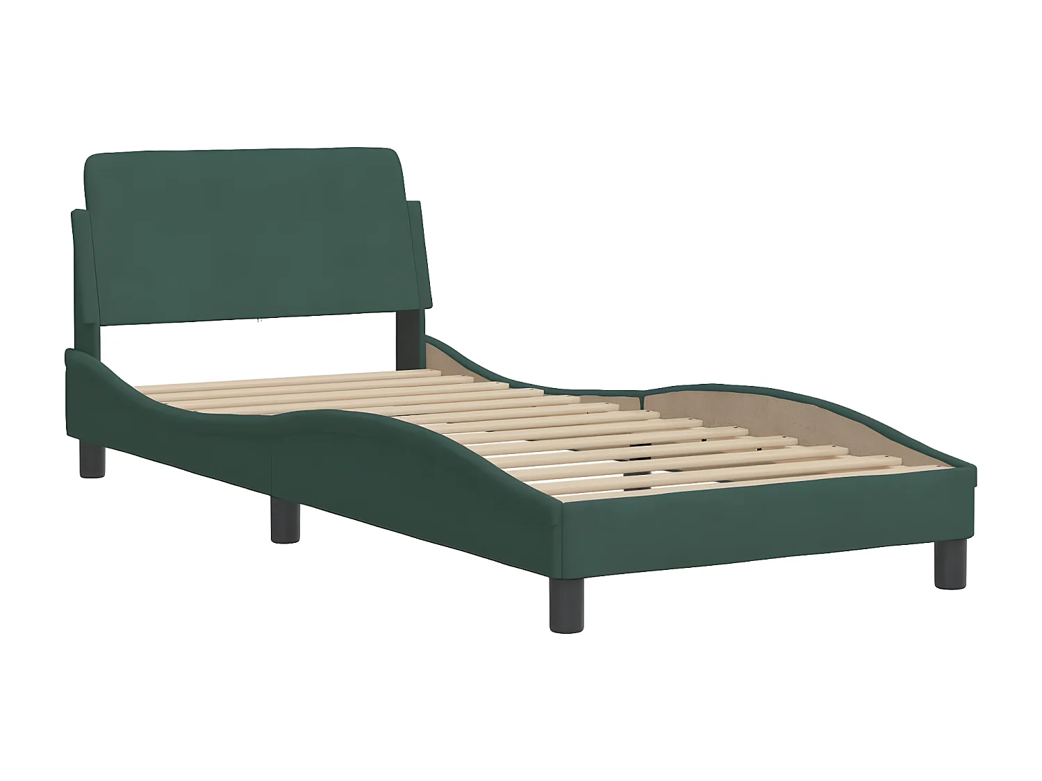 Lit avec matelas vert foncé 80x200 velours