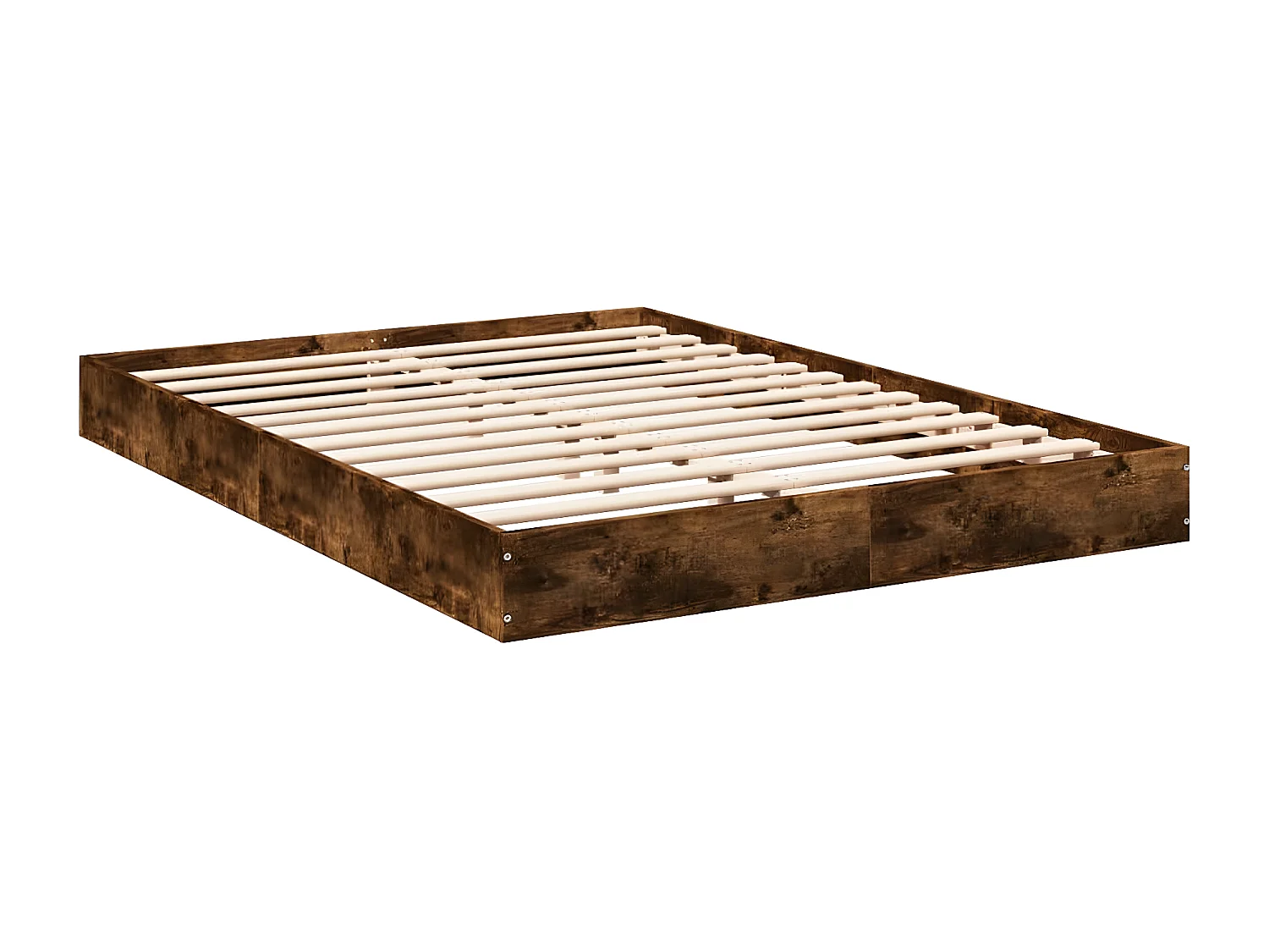 vidaXL Estructura de cama madera de ingeniería roble ahumado 120x200cm Marrón
