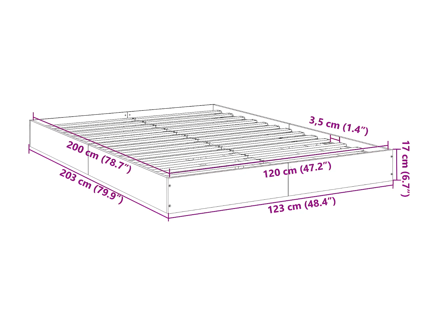vidaXL Estructura de cama madera de ingeniería roble ahumado 120x200cm Marrón