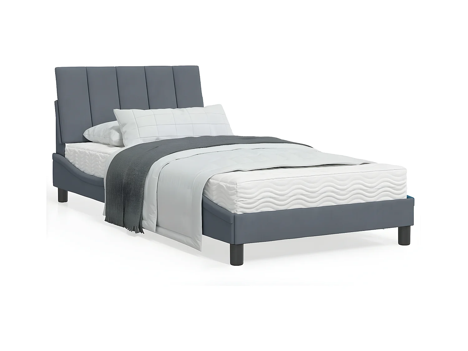 Lit avec matelas gris foncé 100x200 velours