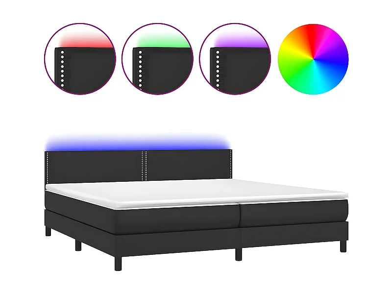 Sommier à lattes de lit avec matelas et LED Noir 200x200