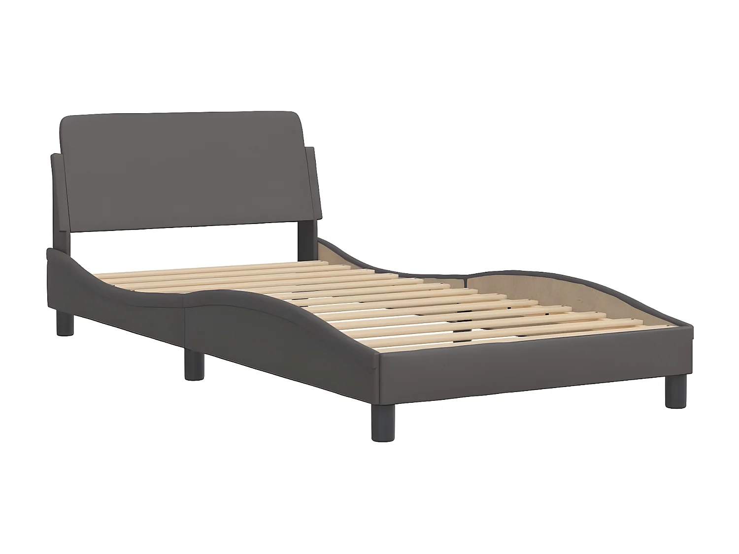 Lit avec matelas gris 100x200 similicuir