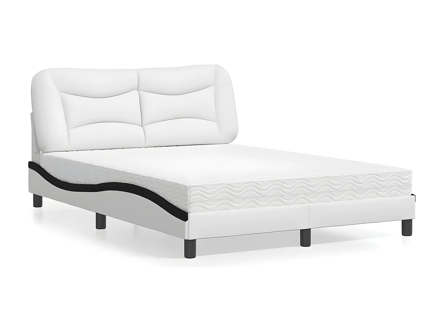 Lit avec matelas blanc et noir 140x200 similicuir