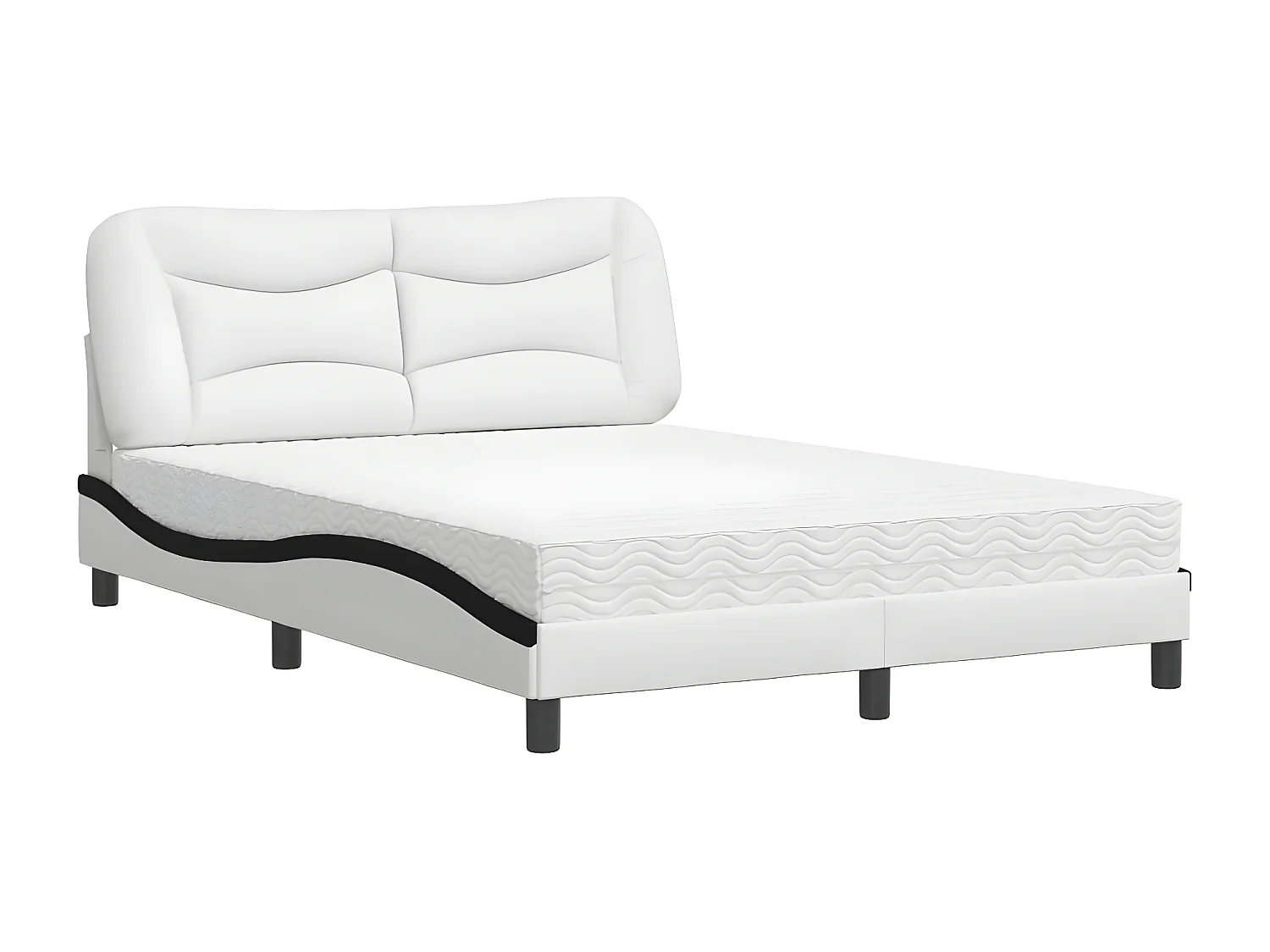 Lit avec matelas blanc et noir 140x200 similicuir